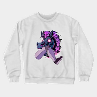 Funny horse bites the leg Crewneck Sweatshirt